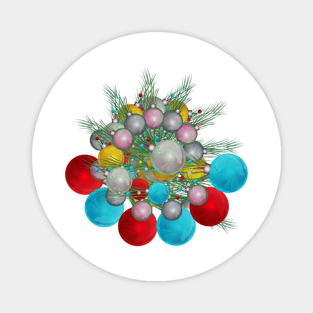 Baubles & Christmas Tree Decorations Magnet by Salma Ismail